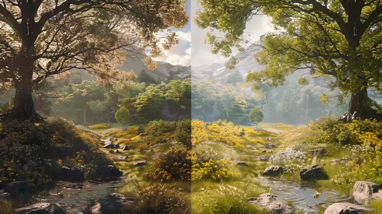 Example of before and after using LUTs