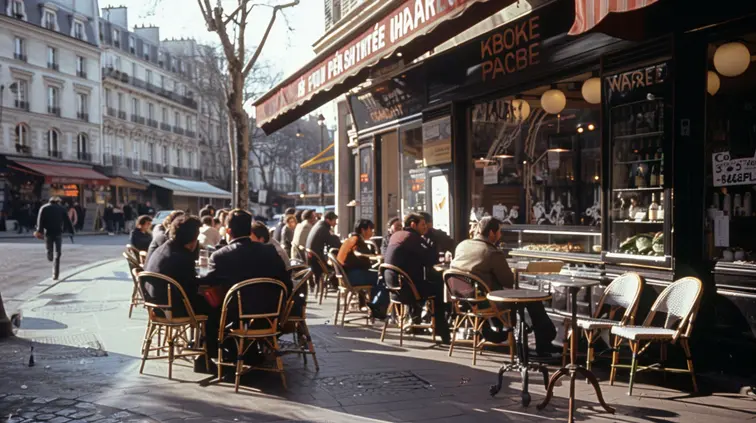 Street scene in Paris, captured on Kodachrome 64 film, with its iconic rich colors and slightly warm tones