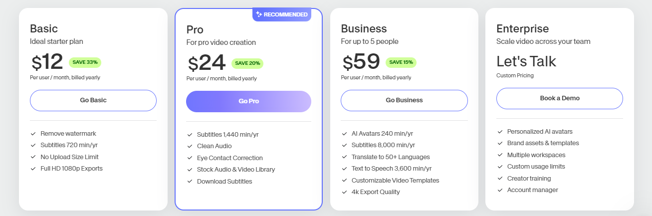 Veed Pricing Blocks