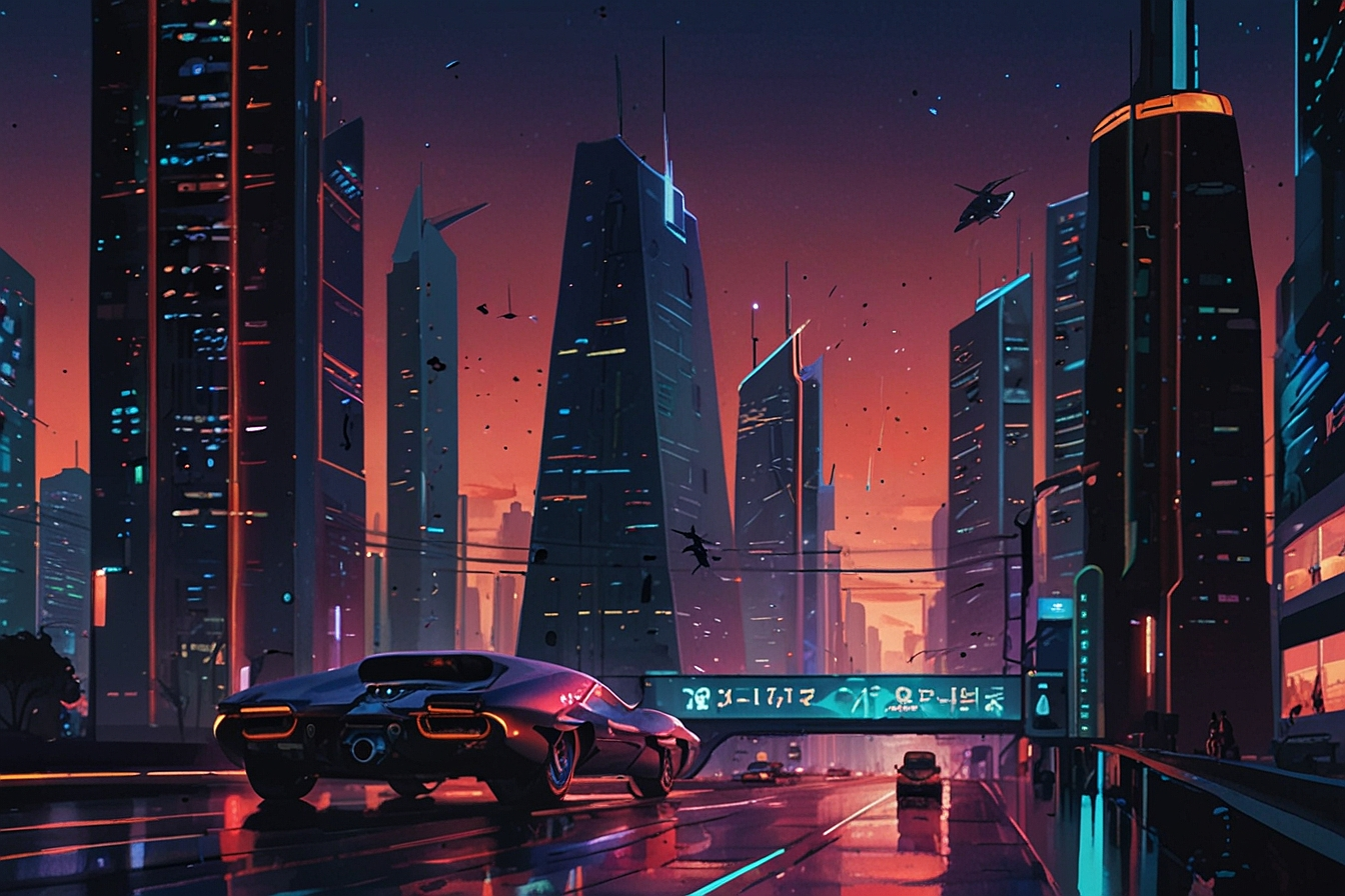 Leonardo AI image example of a futuristic cityscape.