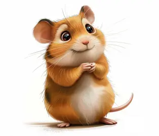 A cartoon hamster generated in Midjourney with default settings
