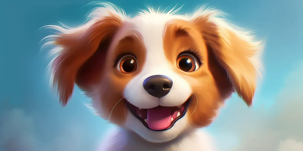 Midjourney generated image of happy disney style puppy