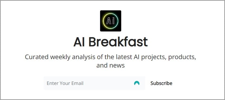 AI Breakfast landing page.