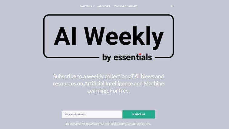 AI Weekly landing page.