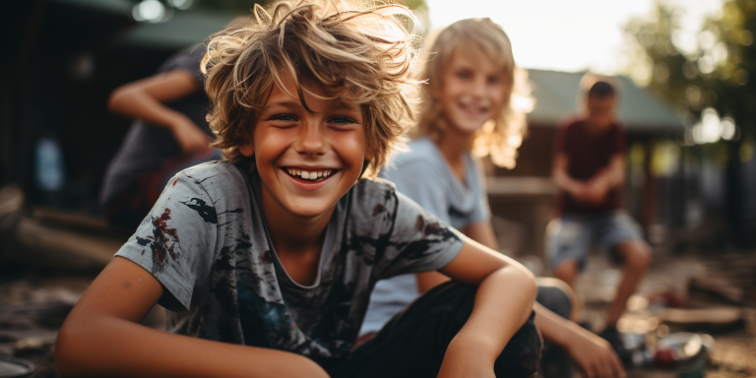 A candid shot of young best friends at the skatepark.