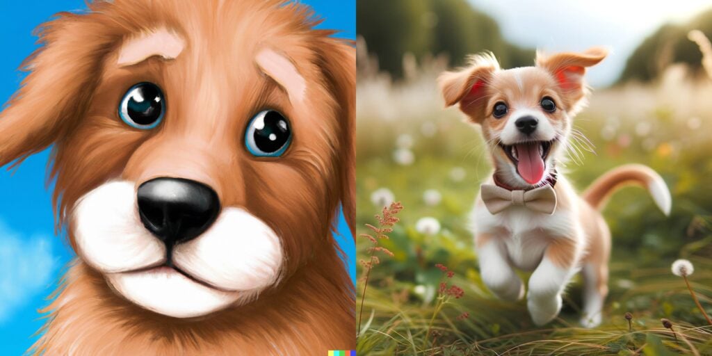 Dall-E 2 Vs Dall-E 3 - Prompt: A Happy Puppy. Dall-E 3 a clear winner.