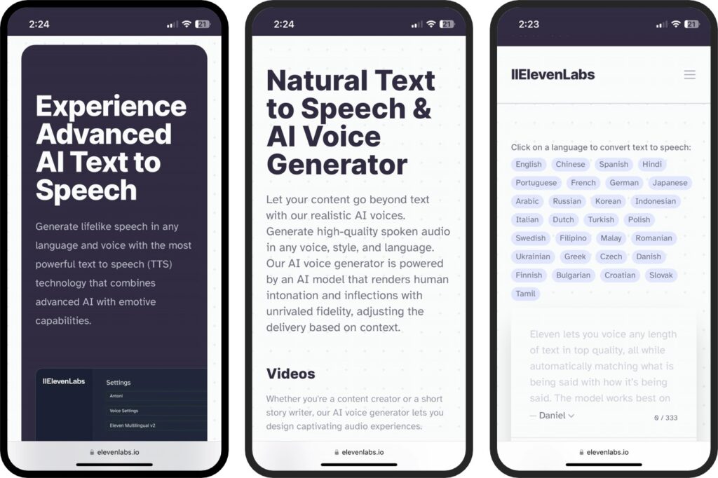 ElevanLabs' Mobile GUI