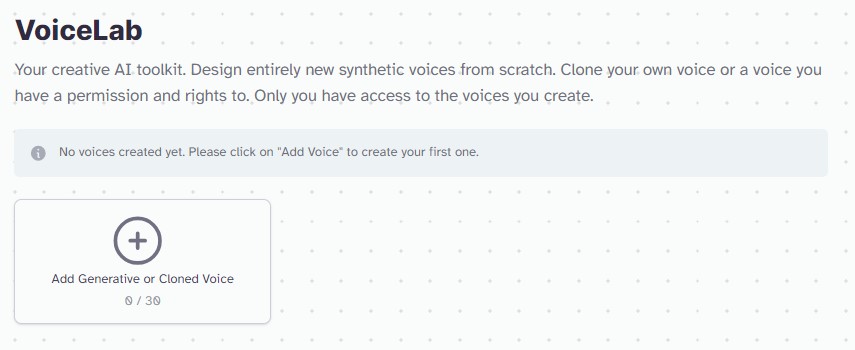 ElevanLabs' Voice Cloning VoiceLab GUI