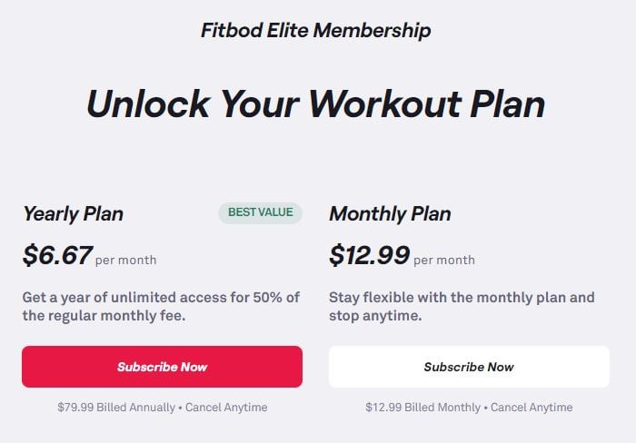 Fitbod Pricing Plans