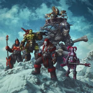 Frostbite Orckings illustration showing the AI band on a mountaintop