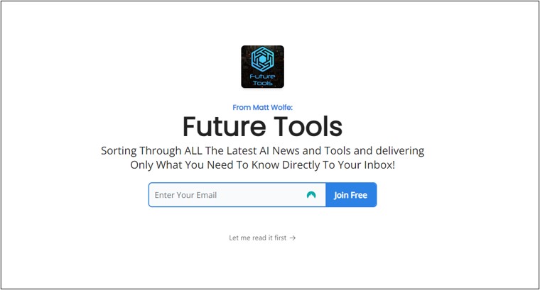 Future Tools landing page.