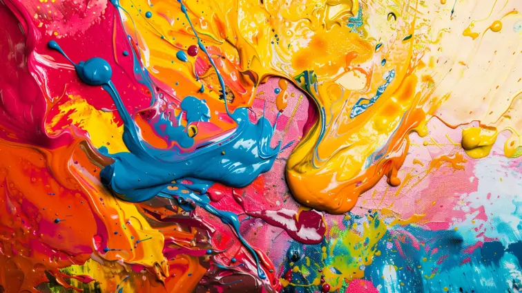 High contrast thick paint color explosion