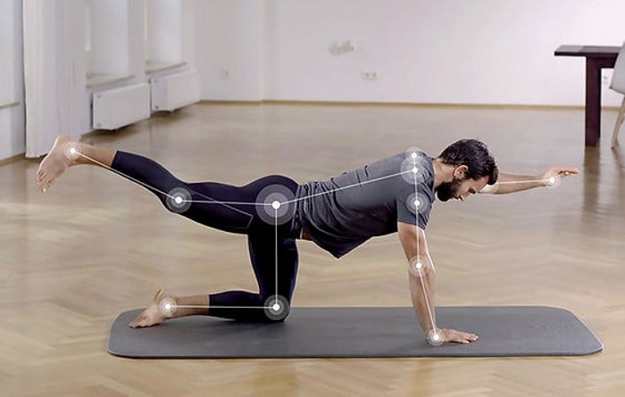 Infigro computer vision interface showing a man stretching