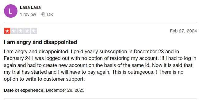 Lana Lana Negative Leonardo AI Trustpilot Review