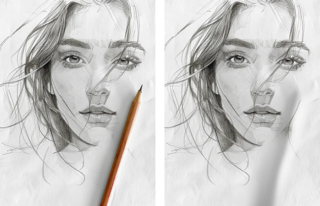 Midjourney Vary Region example - removing an unwanted pencil from the image.