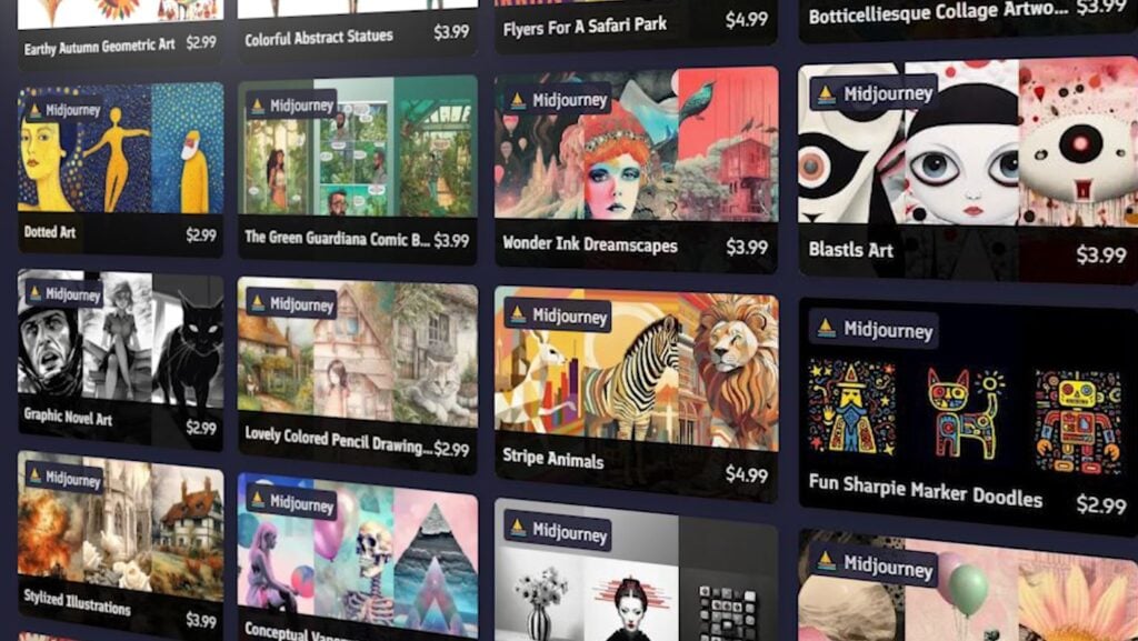 Promptbase Homepage showing various prompts for sale