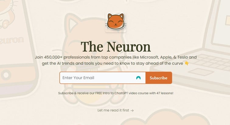 The Neuron landing page.