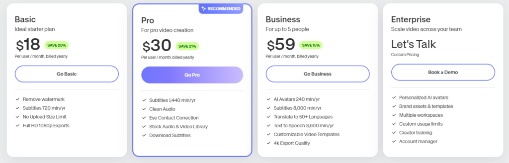 VEED Pricing 2024