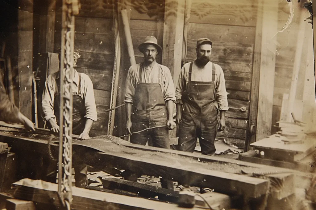 Vintage Photography by Midjourney - Men working - vintage style photograph