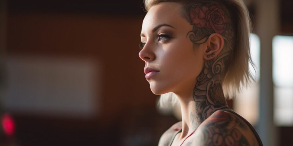 candid portrait of women with face tattoos - Midjourney image example
