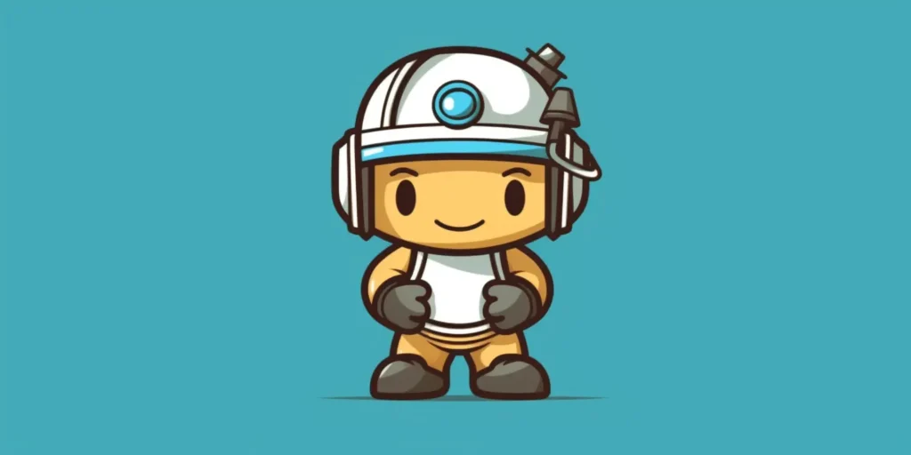 A worker mascot logo for a manufacturing company generated in Midjourney