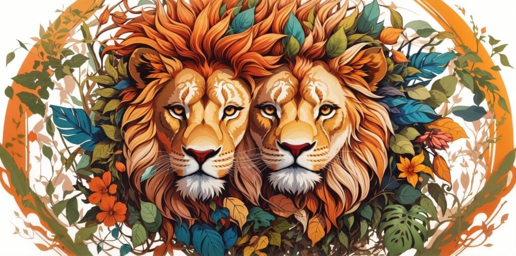 Lion graphic generated with Leonardo