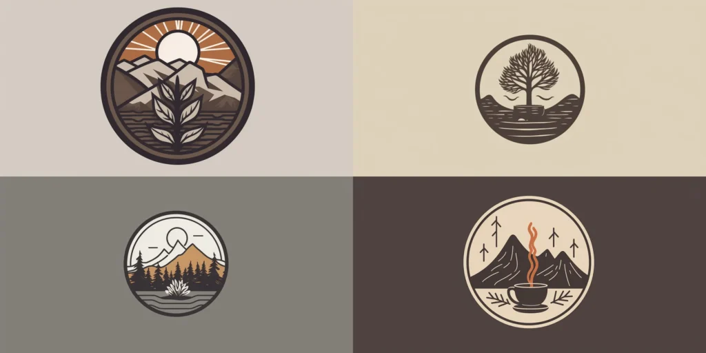 An emblem logo for a rustic coffee company created in midjourney